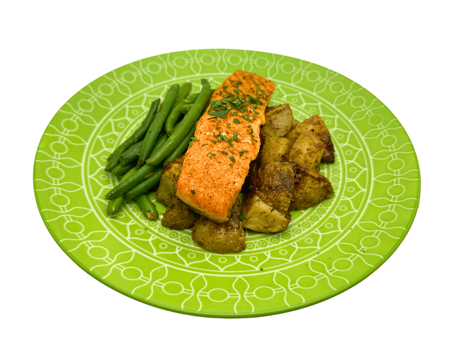 Blackened Salmon with Roasted Yukon Potatoes, Green Beans - Whole Body Fuel